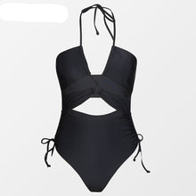 Load image into Gallery viewer, Black One-piece Swimsuit Beachwear
