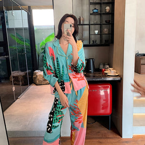 Anthropol New Plants  Satin Pijamas Set
