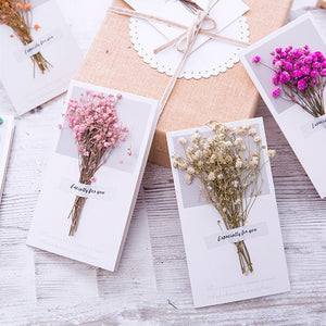 10pcs  Gift Card Wedding Invitations Greeting Cards Dried Flowers Handwritten Blessing Birthday Envelope thanksgiving