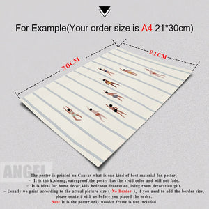 Women Swimmers Wall Art PrintsMinimalist Posters Swimming Pool