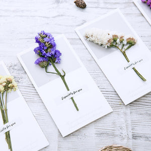 10pcs  Gift Card Wedding Invitations Greeting Cards Dried Flowers Handwritten Blessing Birthday Envelope thanksgiving