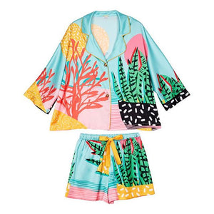 Anthropol New Plants  Satin Pijamas Set