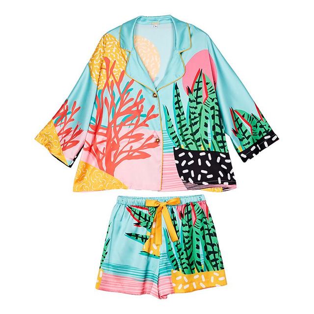 Anthropol New Plants  Satin Pijamas Set