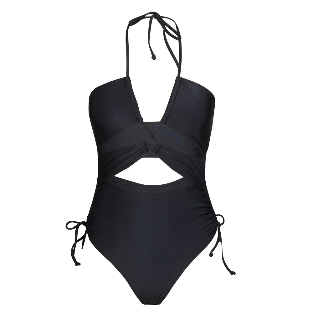 Black One-piece Swimsuit Beachwear