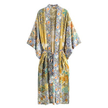Load image into Gallery viewer, Flower Long Kimono Boho vintage style
