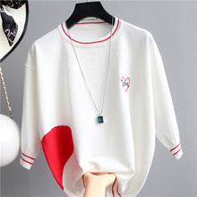 Load image into Gallery viewer, Red and white Love Knitted T Shirt
