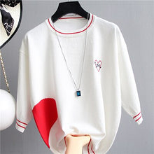 Load image into Gallery viewer, Red and white Love Knitted T Shirt
