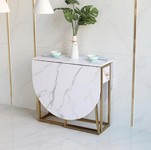 Oval folding dining table marble