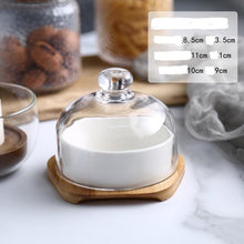 Load image into Gallery viewer, Isabella collection Ceramic Dessert Bowl ,Oven Baking Bowl with Glass Cover ,Pudding Cup Separation Fruit Plate Creative Snack Storage Box

