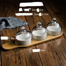 Load image into Gallery viewer, Isabella collection Ceramic Dessert Bowl ,Oven Baking Bowl with Glass Cover ,Pudding Cup Separation Fruit Plate Creative Snack Storage Box
