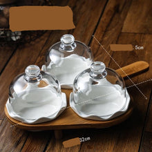 Load image into Gallery viewer, Isabella collection Ceramic Dessert Bowl ,Oven Baking Bowl with Glass Cover ,Pudding Cup Separation Fruit Plate Creative Snack Storage Box
