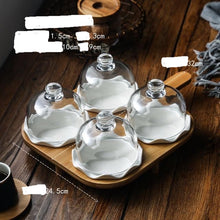 Load image into Gallery viewer, Isabella collection Ceramic Dessert Bowl ,Oven Baking Bowl with Glass Cover ,Pudding Cup Separation Fruit Plate Creative Snack Storage Box
