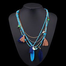 Load image into Gallery viewer, Exknl Bohemian Multi Color Feather Necklace
