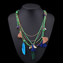 Load image into Gallery viewer, Exknl Bohemian Multi Color Feather Necklace
