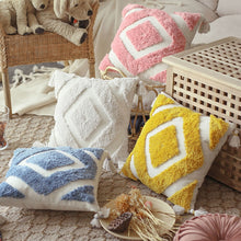 Load image into Gallery viewer, Cushion Cover 45x45cm Moroccan Style Tuft Tassels Handmade Decoration Pillow Cover Diamond Ivory Pink Blue Yellow For Sofa Bed
