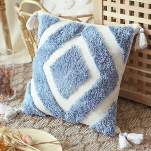 Cushion Cover 45x45cm Moroccan Style Tuft Tassels Handmade Decoration Pillow Cover Diamond Ivory Pink Blue Yellow For Sofa Bed