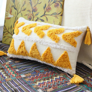 Moroccan Style Cushion Cover45x45cm/30x50cm Yellow Arrow Tuft Tassels Handmade Decoration Pillow Cover Sofa Bed