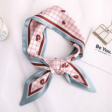 Load image into Gallery viewer, Sweet Love Print Women Small Silk Scarf Handle Bag Ribbons Female Head Scarves Sharp angle Green  90*10cm
