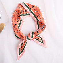 Load image into Gallery viewer, Sweet Love Print Women Small Silk Scarf Handle Bag Ribbons Female Head Scarves Sharp angle Green  90*10cm
