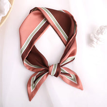 Load image into Gallery viewer, Sweet Love Print Women Small Silk Scarf Handle Bag Ribbons Female Head Scarves Sharp angle Green  90*10cm
