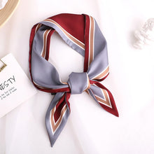 Load image into Gallery viewer, Sweet Love Print Women Small Silk Scarf Handle Bag Ribbons Female Head Scarves Sharp angle Green  90*10cm
