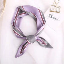 Load image into Gallery viewer, Sweet Love Print Women Small Silk Scarf Handle Bag Ribbons Female Head Scarves Sharp angle Green  90*10cm
