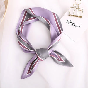 Sweet Love Print Women Small Silk Scarf Handle Bag Ribbons Female Head Scarves Sharp angle Green  90*10cm