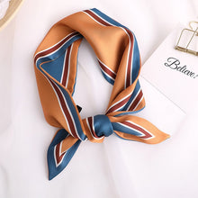 Load image into Gallery viewer, Sweet Love Print Women Small Silk Scarf Handle Bag Ribbons Female Head Scarves Sharp angle Green  90*10cm
