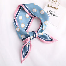Load image into Gallery viewer, Sweet Love Print Women Small Silk Scarf Handle Bag Ribbons Female Head Scarves Sharp angle Green  90*10cm
