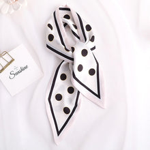 Load image into Gallery viewer, Sweet Love Print Women Small Silk Scarf Handle Bag Ribbons Female Head Scarves Sharp angle Green  90*10cm
