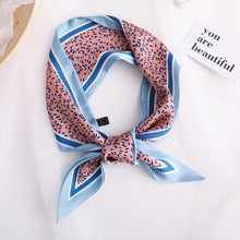 Load image into Gallery viewer, Sweet Love Print Women Small Silk Scarf Handle Bag Ribbons Female Head Scarves Sharp angle Green  90*10cm
