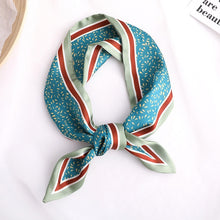 Load image into Gallery viewer, Sweet Love Print Women Small Silk Scarf Handle Bag Ribbons Female Head Scarves Sharp angle Green  90*10cm
