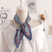 Load image into Gallery viewer, Sweet Love Print Women Small Silk Scarf Handle Bag Ribbons Female Head Scarves Sharp angle Green  90*10cm
