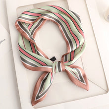 Load image into Gallery viewer, Sweet Love Print Women Small Silk Scarf Handle Bag Ribbons Female Head Scarves Sharp angle Green  90*10cm
