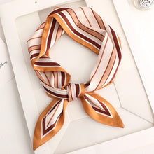 Load image into Gallery viewer, Sweet Love Print Women Small Silk Scarf Handle Bag Ribbons Female Head Scarves Sharp angle Green  90*10cm
