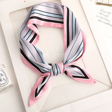 Load image into Gallery viewer, Sweet Love Print Women Small Silk Scarf Handle Bag Ribbons Female Head Scarves Sharp angle Green  90*10cm
