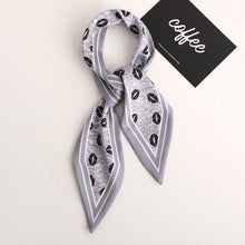 Load image into Gallery viewer, Sweet Love Print Women Small Silk Scarf Handle Bag Ribbons Female Head Scarves Sharp angle Green  90*10cm
