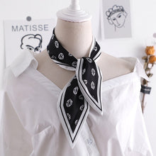 Load image into Gallery viewer, Sweet Love Print Women Small Silk Scarf Handle Bag Ribbons Female Head Scarves Sharp angle Green  90*10cm

