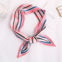 Load image into Gallery viewer, Sweet Love Print Women Small Silk Scarf Handle Bag Ribbons Female Head Scarves Sharp angle Green  90*10cm
