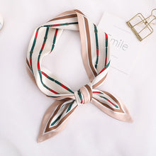 Load image into Gallery viewer, Sweet Love Print Women Small Silk Scarf Handle Bag Ribbons Female Head Scarves Sharp angle Green  90*10cm

