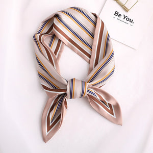 Sweet Love Print Women Small Silk Scarf Handle Bag Ribbons Female Head Scarves Sharp angle Green  90*10cm