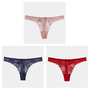 3Pcs/Lot  Lace Thong Low Waist Panties String