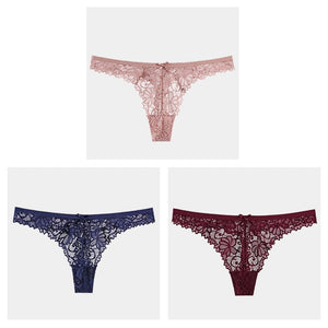 3Pcs/Lot  Lace Thong Low Waist Panties String