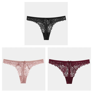 3Pcs/Lot  Lace Thong Low Waist Panties String