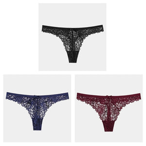 3Pcs/Lot  Lace Thong Low Waist Panties String