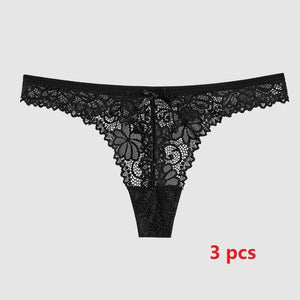 3Pcs/Lot  Lace Thong Low Waist Panties String