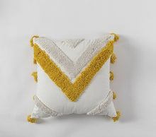 Load image into Gallery viewer, Handmade Cushion Cover Moroccan Style Abstract Zigzag Navy Blue Pillowcase Tassels Fringe Square Rectangle Pillow Cover 45x45cm/30x50cm Home Decoration Mustard
