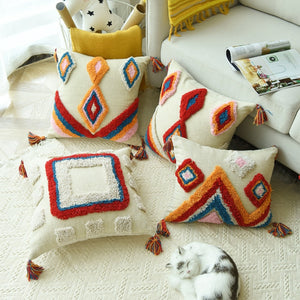 Handmade Luxury Moroccan Style Cushion Cover Wool Tassels Boho Style Ethnic Colorful Pillow Cover 45x45cm/30x50cm HomeDecoration