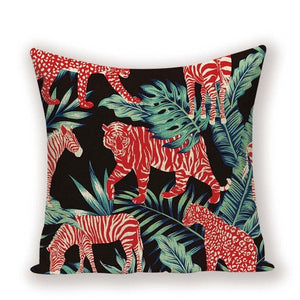 Green  Tiger Animal Pillow Cover 45*45 Jungle