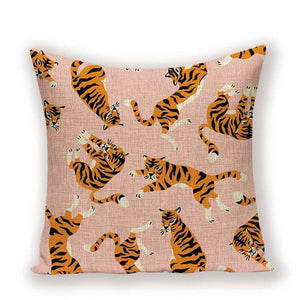 Green  Tiger Animal Pillow Cover 45*45 Jungle